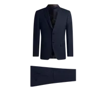 Gestreifter Einreihiger Anzug Aus Wolle, Herren, Blau, Größe