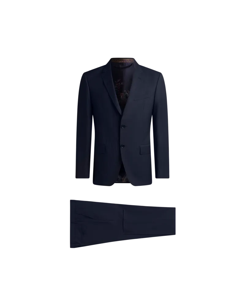 Etro Gestreifter Einreihiger Anzug Aus Wolle, Herren, Blau, Größe Blau