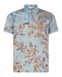 Etro Poloshirt Mit Mehrfarbigem Paisleymuster Und Logo, Hellblau Hellblau