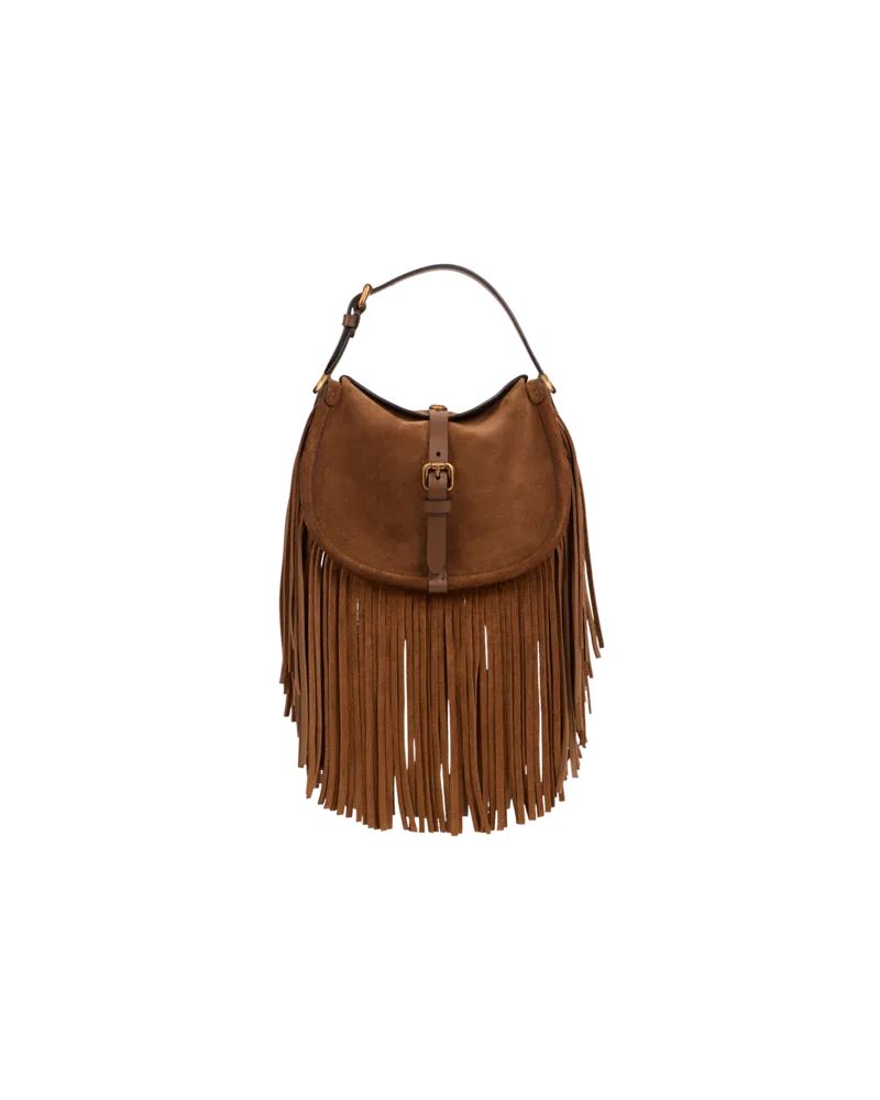 Etro Kleine Tasche Pony Aus Veloursleder Mit Fransen, Damen, Kamel Kamel