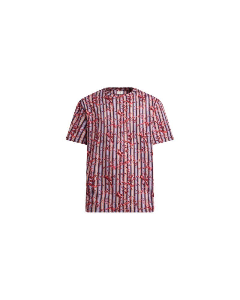 Etro T-shirt Aus Baumwolle Mit Vögeln, Herren, Hellblau, Größe Hellblau