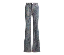 Flared Jeans Aus Denim Mit Floralem Paisley-motiv, Damen, Multicolor, Größe