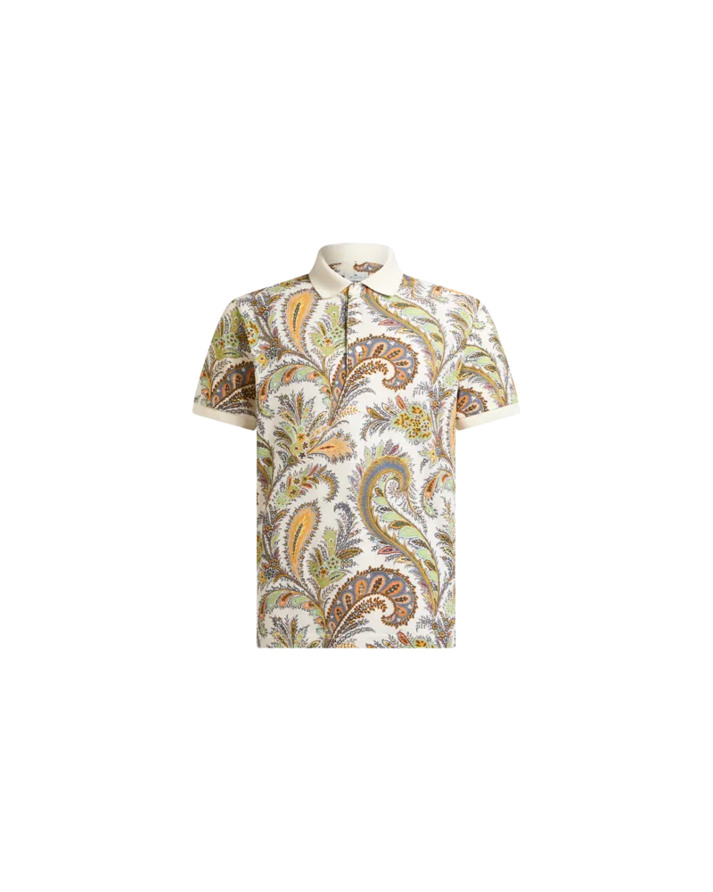 Etro Poloshirt Aus Baumwolle Mit Floralem Paisleymuster, Herren, Gelb, Größe Gelb