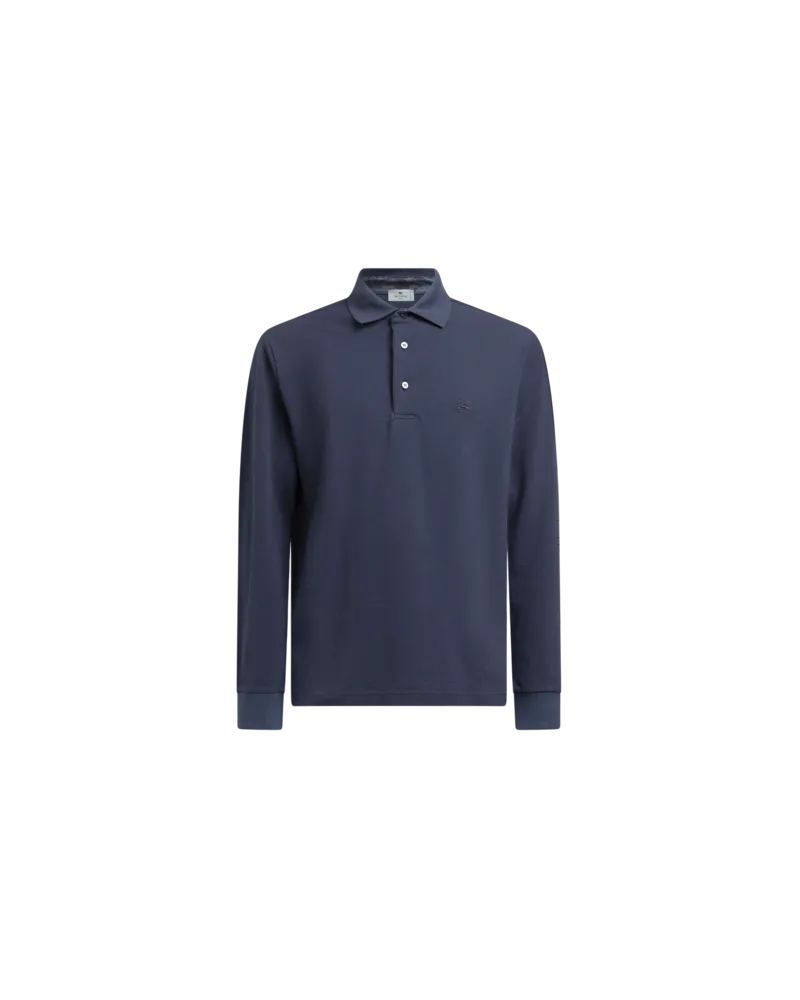Etro Poloshirt Aus Baumwolle Mit Pegaso-logo, Herren, Blau, Größe Blau