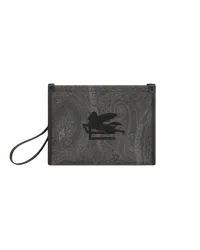 Etro Paisley-pouch Mit Pegaso, Herren, Schwarz Schwarz