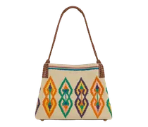 Shopper Libra Mittelgross Aus Canvas Mit Stickerei, Damen, Beige