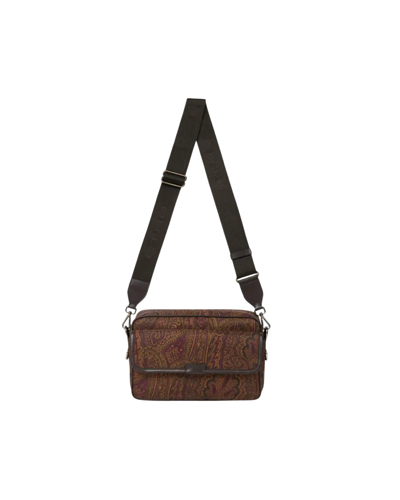 Etro Kameratasche Gross Aus Nylon Mit Arnica-motiv, Herren, Braun Braun