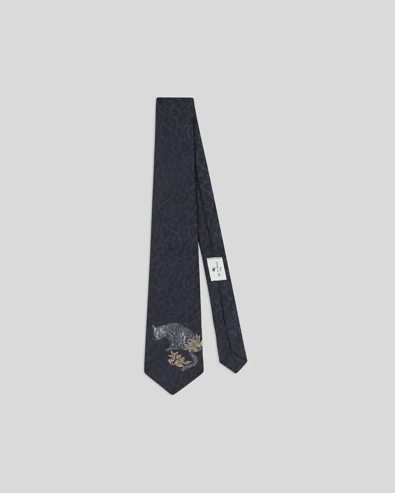 Etro Jacquard-krawatte Aus Seide Mit Animal-motiv, Herren, Blau Blau