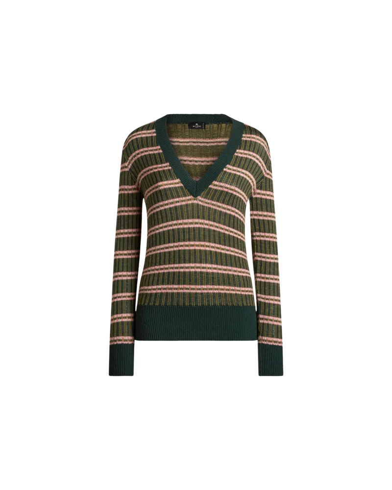 Etro Pullover Aus Einer Wollmischung Mit Jacquard-muster, Damen, Grün, Größe Grün