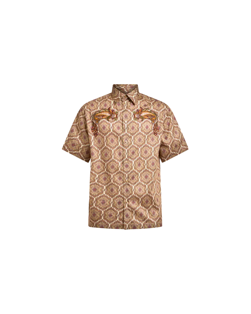 Etro Hemd Aus Baumwolle Mit Paisley-stickerei, Herren, Hellbraun, Größe Hellbraun