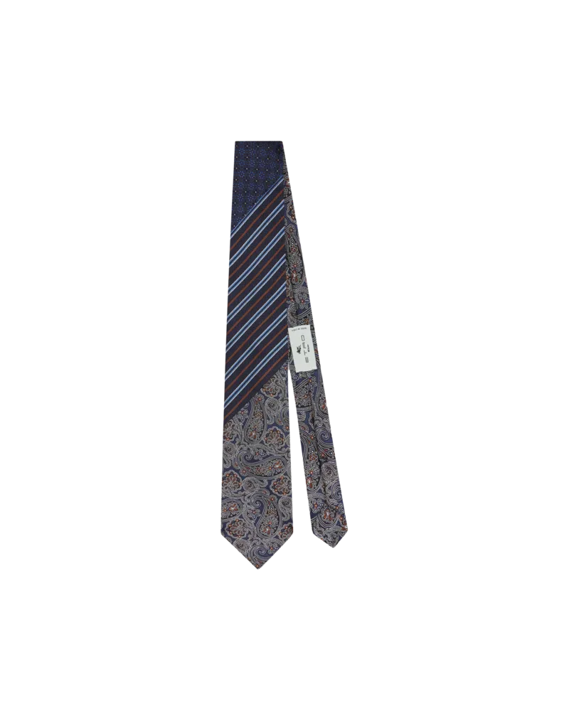 Etro Krawatte Aus Seide Mit Patchwork, Herren, Blau Blau