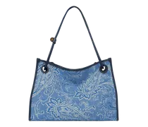 Shopper Eyes Mittelgross Aus Denim Mit Jacquardmuster, Damen, Blau