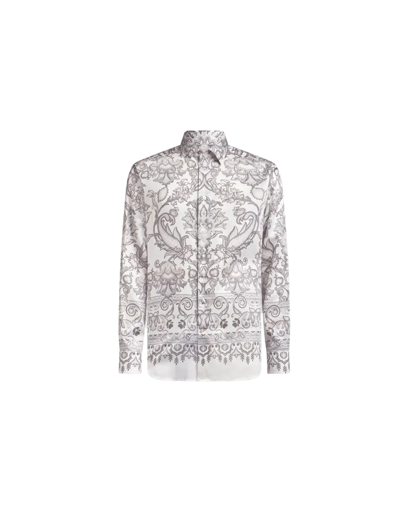 Etro Hemd Aus Baumwolle Mit Abgesetztem Print, Herren, Grau, Größe Grau
