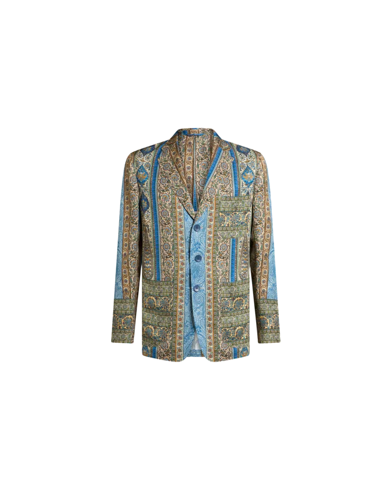 Etro Halbgefütterter Blazer Mit Drei Aufgesetzten Taschen, Herren, Hellblau, Größe Hellblau