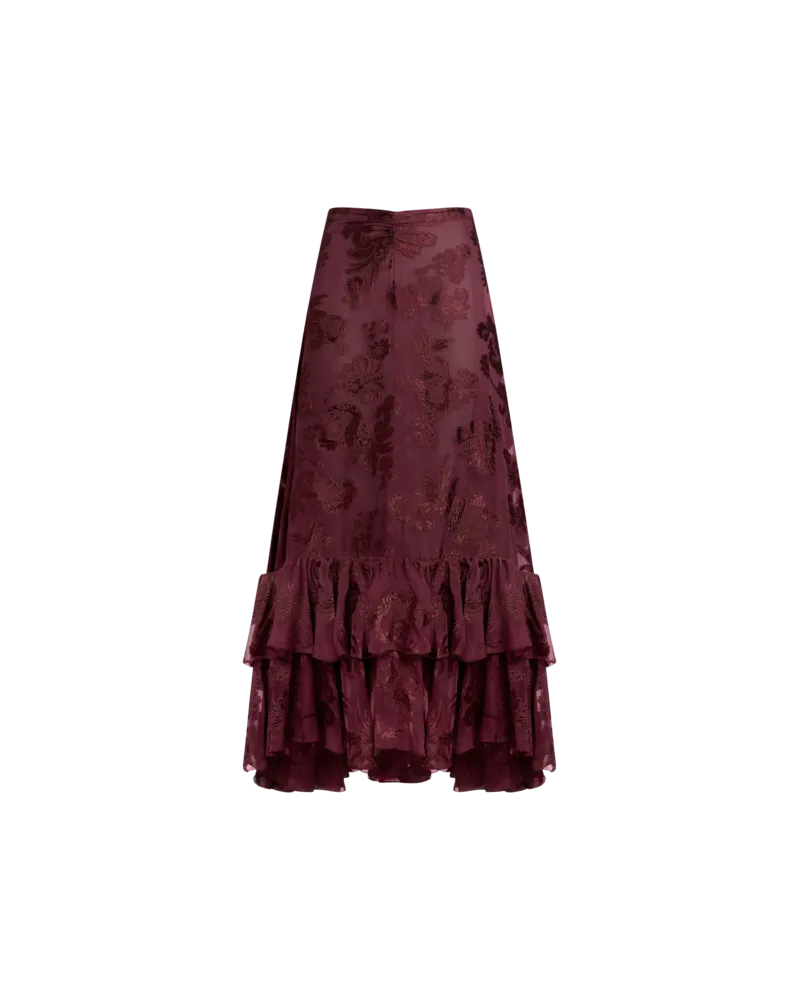Etro Langer Rock Aus Fil-coupé-chiffon, Damen, Rot, Größe Rot