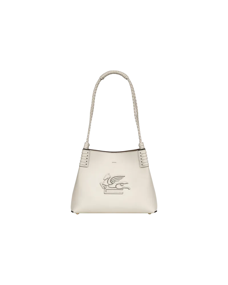 Etro Shopper Libra Klein Aus Leder, Damen, Weiß Weiß