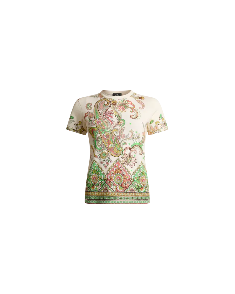 Etro T-shirt Mit Blumenmuster, Damen, Weiß, Größe Weiß