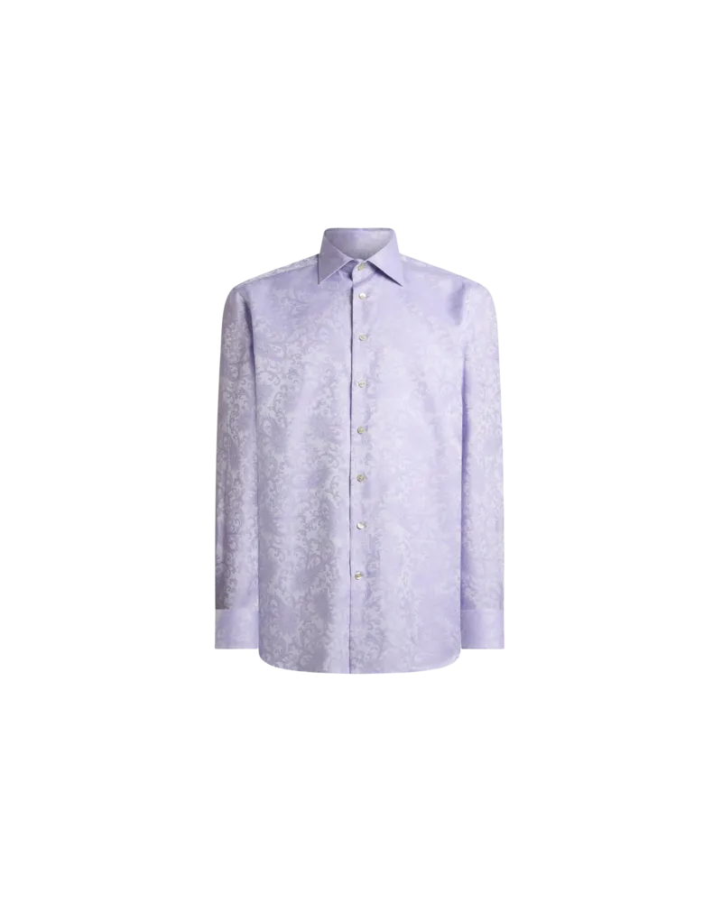 Etro Jacquard-hemd Aus Baumwolle Mit Paisleymuster, Herren, Violett, Größe Violett