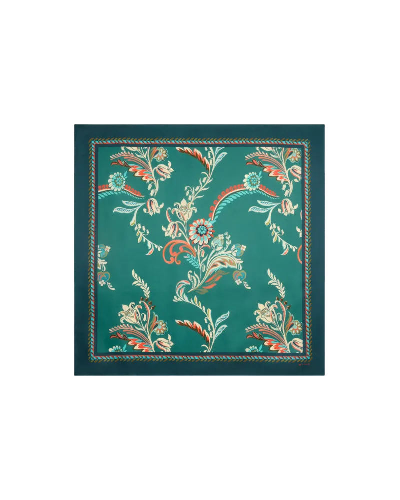 Etro Tuch Aus Seide Mit Narzissenmotiv, Damen, Grün Grün