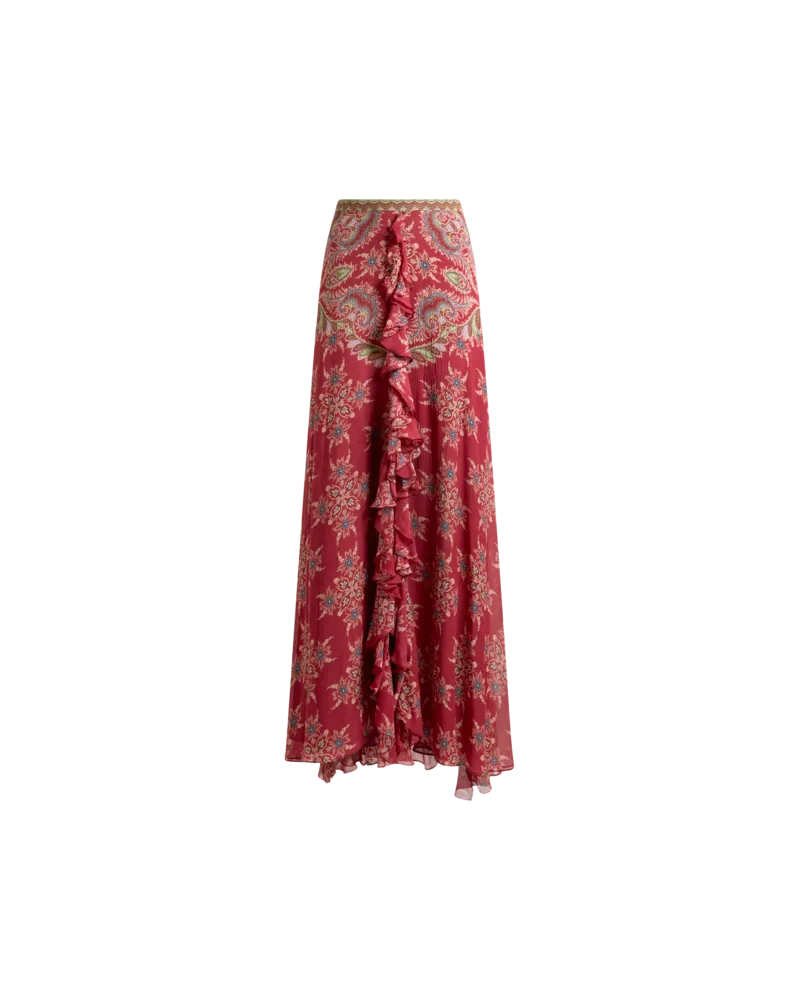 Etro Rock Aus Einer Seidenmischung Mit Platziertem Druck, Damen, Bordeaux, Größe Bordeaux
