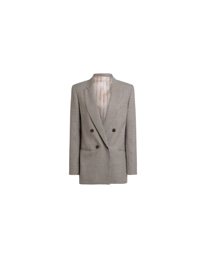 Etro Zweireihige Jacke Aus Elastischer Wolle Mit Vichy-muster, Damen, Beige, Größe Beige