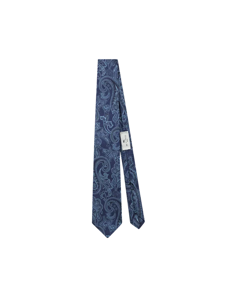 Etro Krawatte Aus Seidenjacquard, Herren, Blau Blau