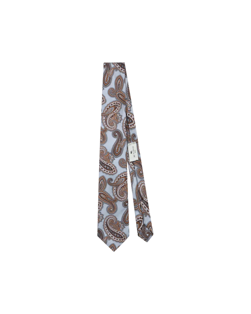 Etro Krawatte Aus Seidenjacquard Mit Paisleymuster, Herren, Grau Grau