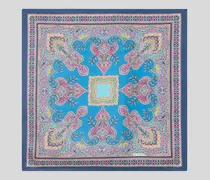 Pochette Aus Seide Mit Floralem Paisley-motiv, Herren, Blau