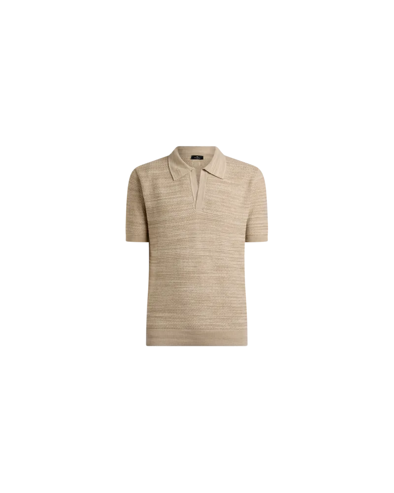 Etro Poloshirt Aus Baumwollstrick Mit Zöpfen, Herren, Beige, Größe Beige