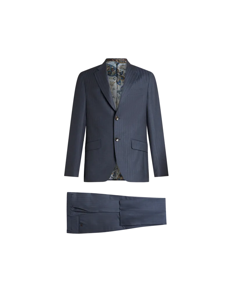 Etro Gestreifter Anzug Aus Wolle, Herren, Navyblau