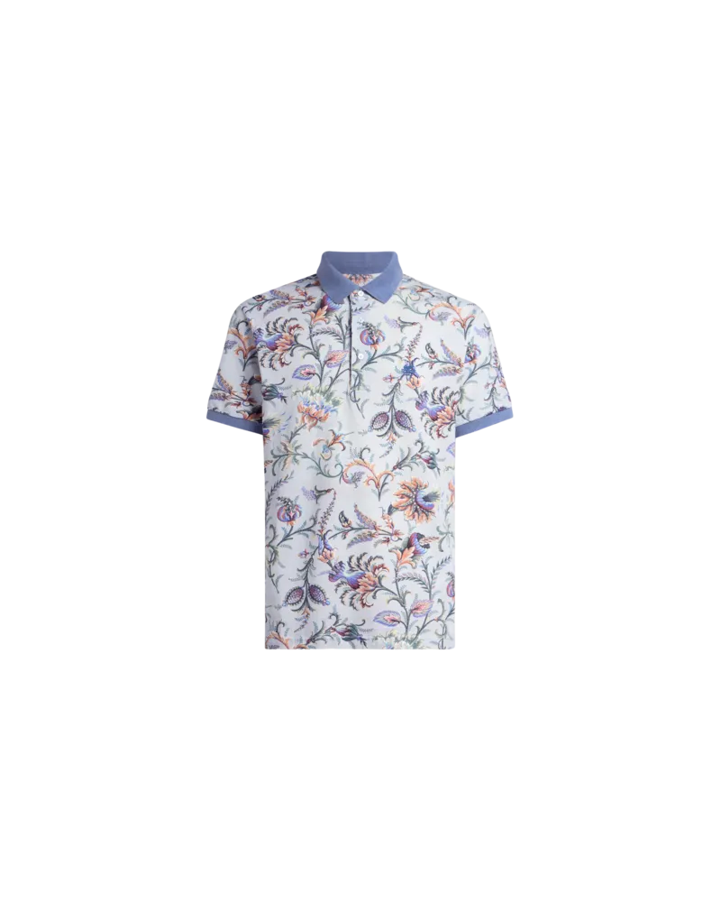 Etro Poloshirt Aus Baumwolle Mit Floralem Muster, Herren, Pulverblau, Größe Pulverblau