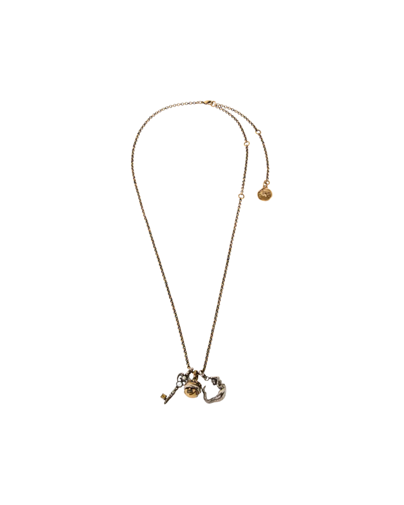 Etro Halskette Mit Drei Charms, Damen, Gold Gold