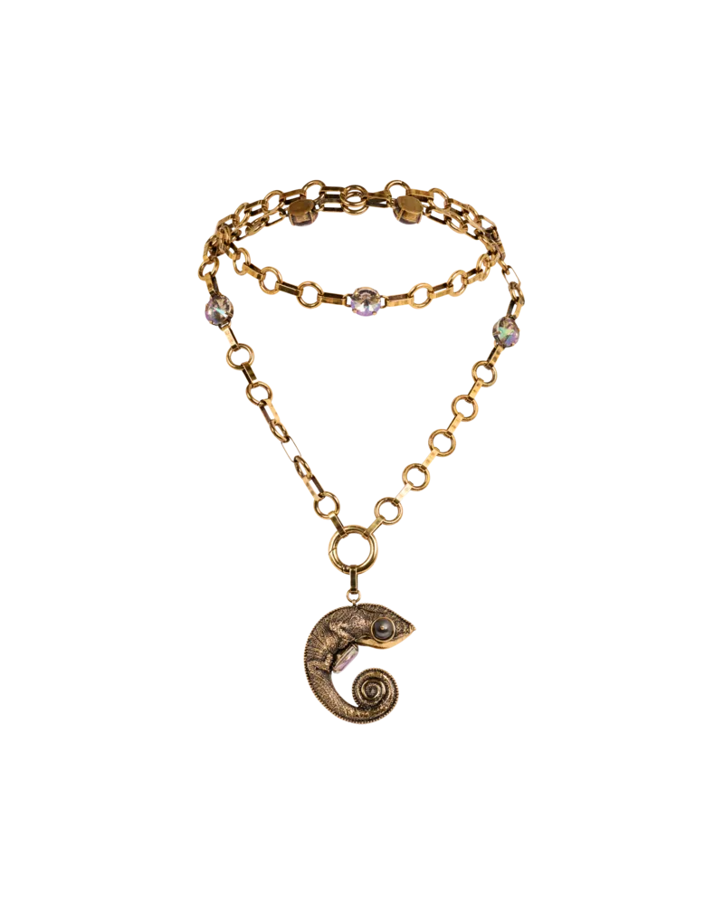 Etro Halskette Mit Arnica-chamäleon Und Kristallen, Damen, Gold Gold