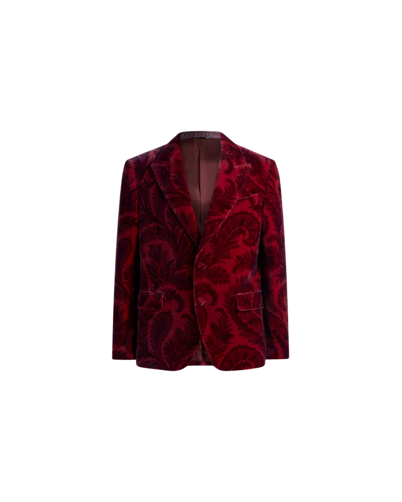 Etro Blazer Aus Samt Mit Print, Herren, Bordeaux, Größe Bordeaux