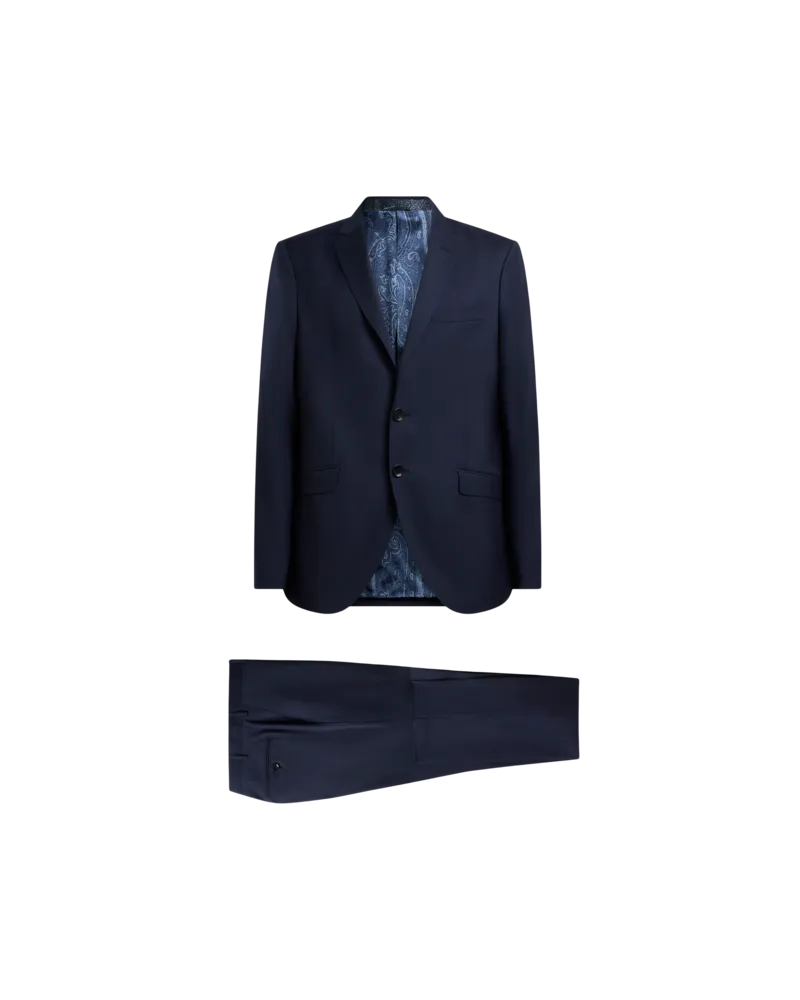 Etro Einreihiges Kleid Aus Schurwolle, Herren, Blau, Größe Blau