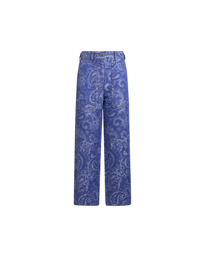 Etro Gerade Jeans Aus Jacquard-denim, Damen, Blau, Größe Blau