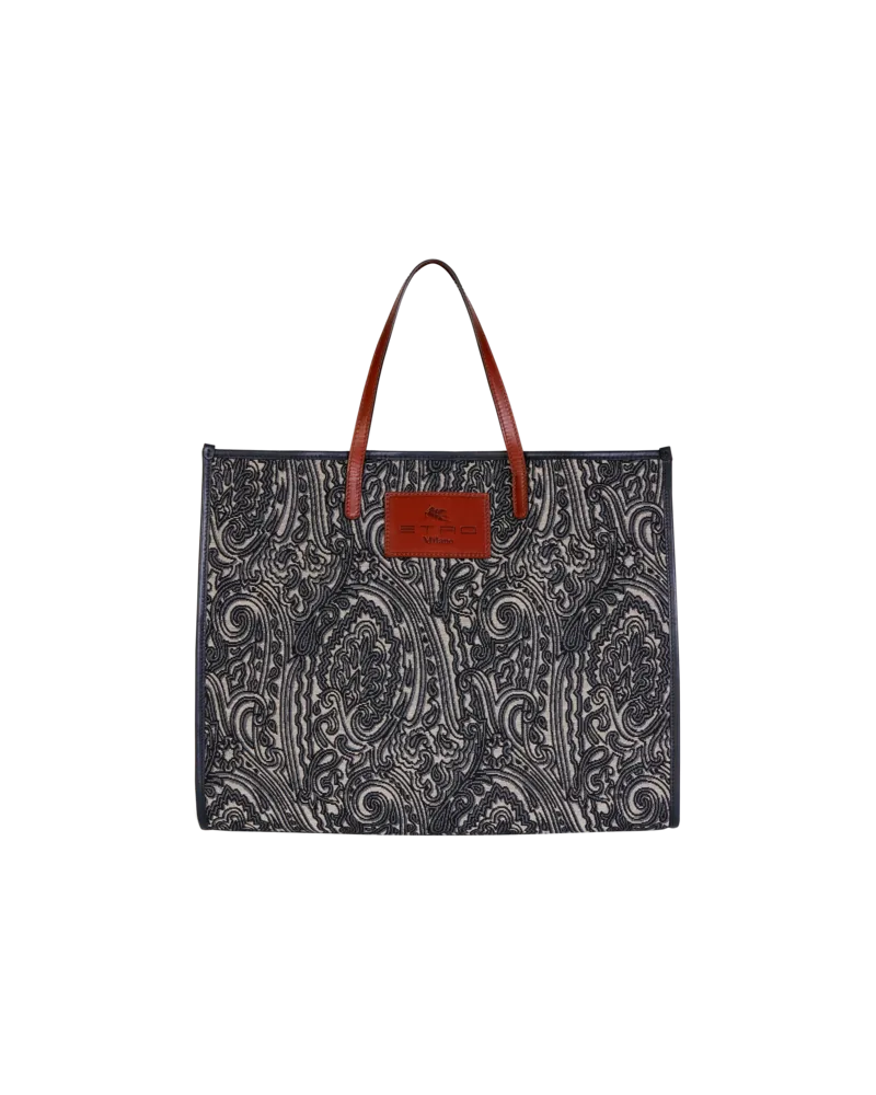 Etro Shoppingtasche Aus Jacquardgewebe, Gross, Navyblau Navyblau