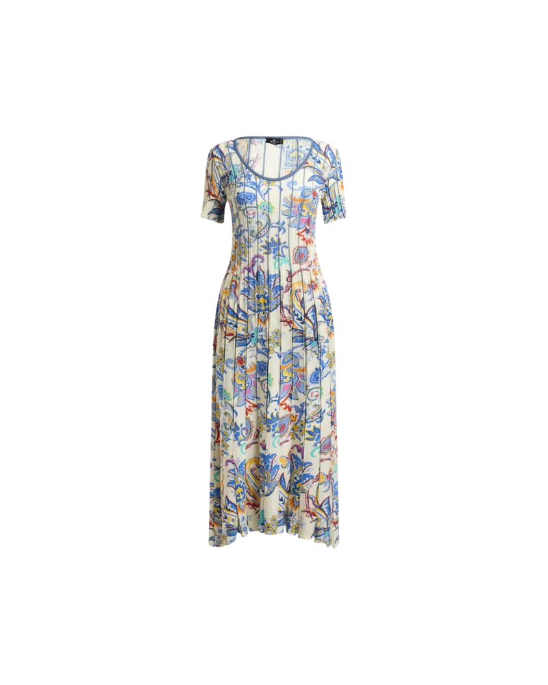 Etro Reripptes Kleid Mit Print, Damen, Blau, Größe Blau