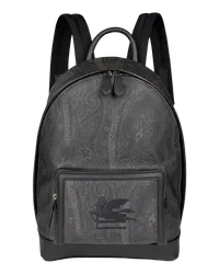 Etro Rucksack Mit Paisley-muster Und Pegaso, Herren, Schwarz Schwarz