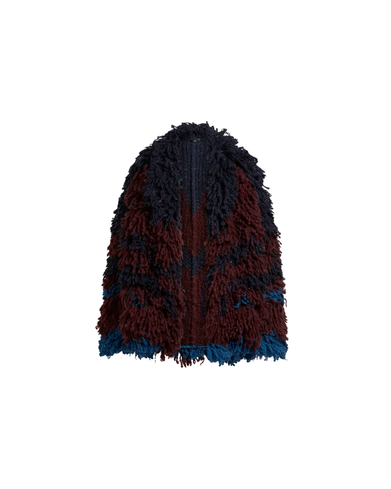 Etro Jacke Mit Astrachanstich Aus Einer Mischung Aus Wolle Und Alpaka, Damen, Blau, Größe Blau