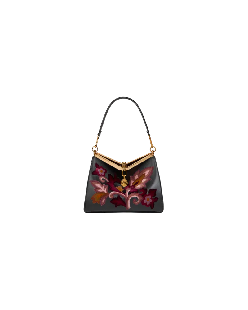 Etro Mittelgrosse Vela-tasche Mit Stickerei, Damen, Schwarz Schwarz