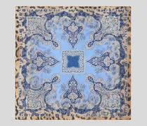 Pochette Aus Seide Mit Animal-paisley-motiv, Herren, Hellblau