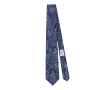 Krawatte Mit Mikromotiv Und Paisley, Herren, Navyblau