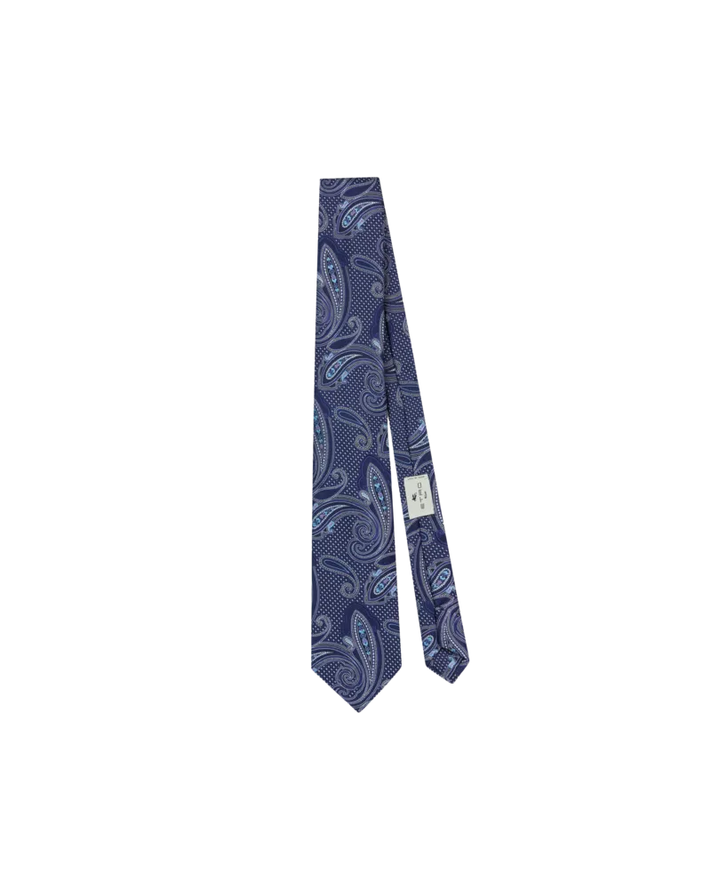 Etro Krawatte Mit Mikromotiv Und Paisley, Herren, Navyblau Navyblau