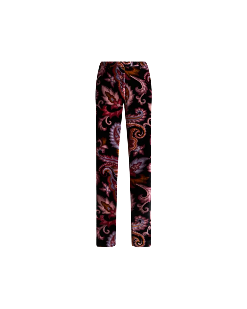 Etro Hose Aus Samt Im Paisley-muster, Damen, Schwarz, Größe Schwarz