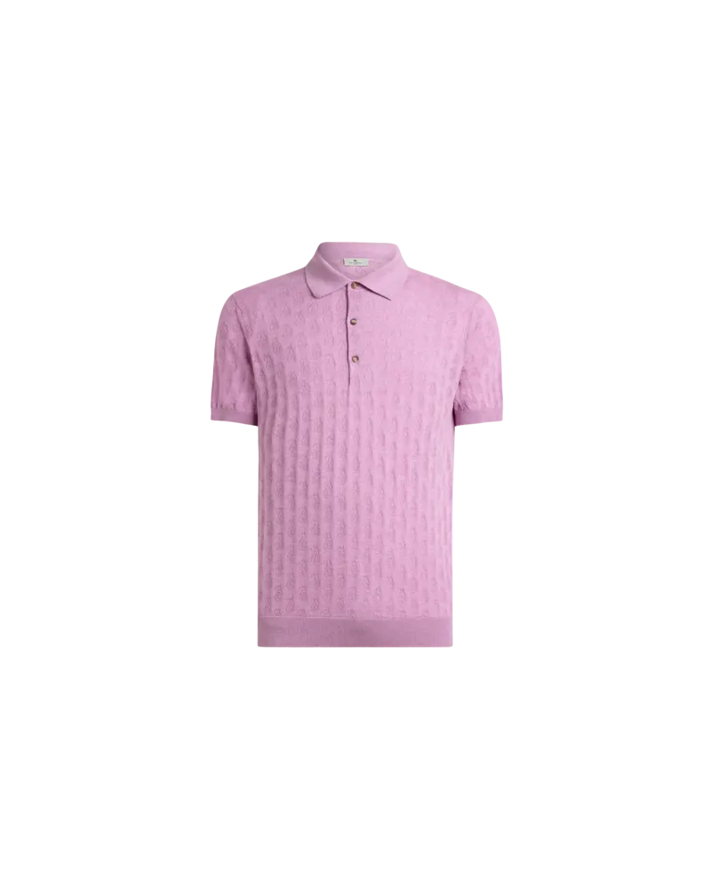 Etro Poloshirt Aus Baumwoll-strickstoff Mit Mikro-paisleys, Herren, Rosa, Größe Rosa