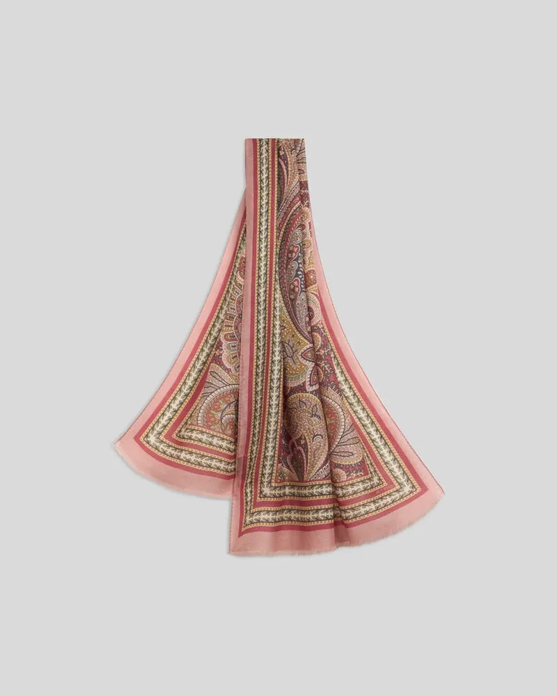 Etro Schal Aus Wolle, Kaschmir Und Seide Mit Print, Damen, Rosa Rosa