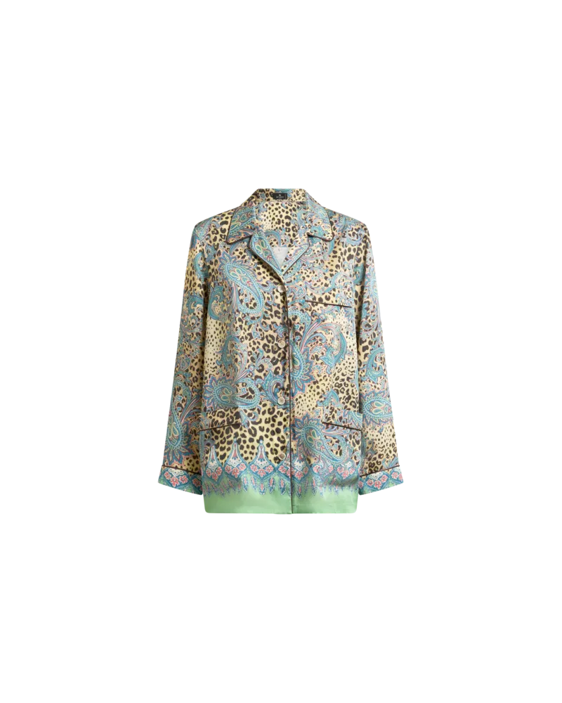 Etro Hemdbluse Aus Twill Mit Platziertem Paisley-animal-print, Damen, Hellblau, Größe Hellblau