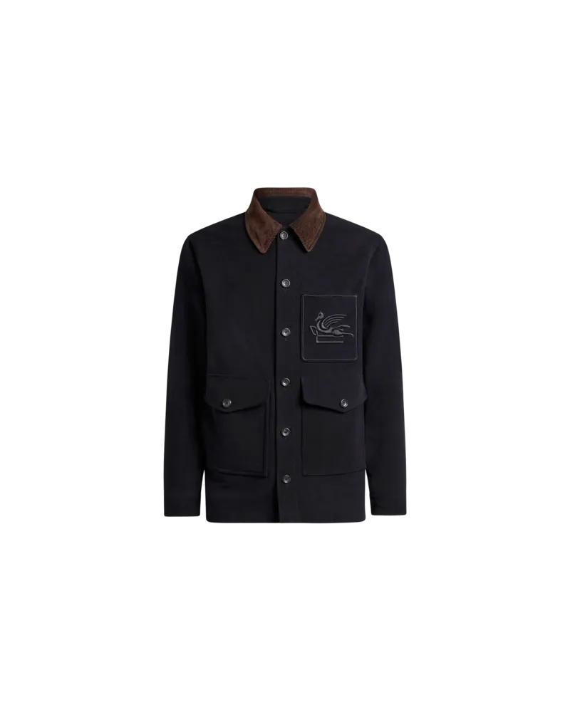 Etro Jacke Aus Baumwolle Mit Pegaso, Herren, Blau, Größe Blau
