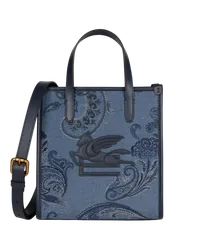 Etro Handtasche Love Trotter Klein Aus Jacquard-denim, Damen, Navyblau Navyblau